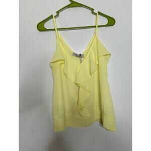 Rina Scimento Yellow Flounce Detail Sleeveless Blouse NEW Sz Large Italian Mad